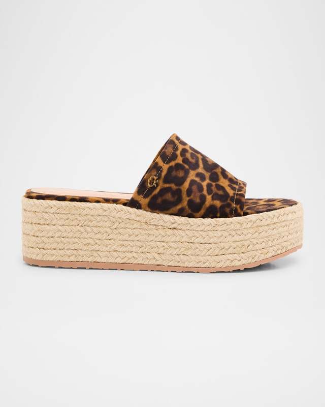 Leopard Slide Flatform Espadrilles